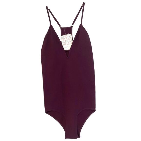 FREE PEOPLE INTIMATELY WOMEN'S WINE SLEEVELESS MOVE ALONG BODYSUIT Sz XS/S - Picture 3 of 9